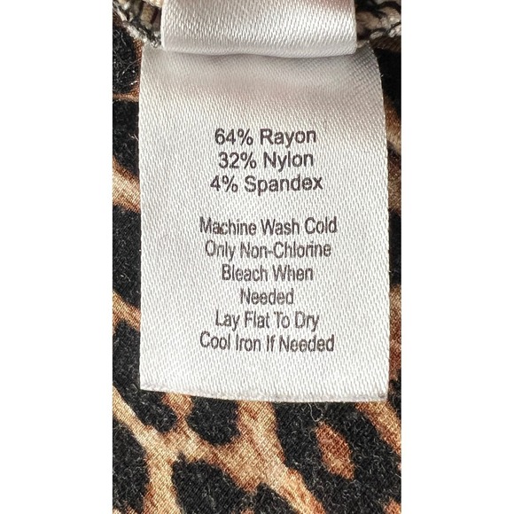 Crosby Black Brown Leopard Print Pants Leggings SMALL High Rise Knit - CJ - Picture 5 of 7